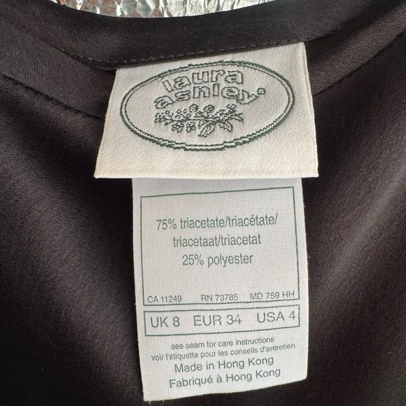 Laura Ashley 90s VTG black satin silky dress .US 4.Full length dress. - Picture 5 of 6